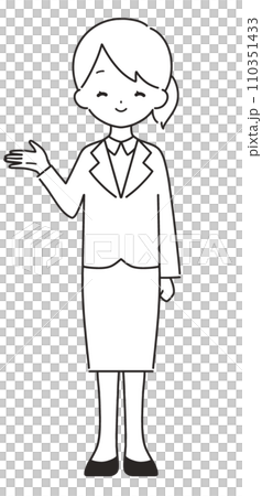 Monochrome | Woman in suit guiding | Right hand 110351433