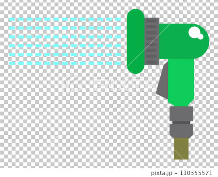 Illustration of a watering nozzle that is convenient for washing cars and watering flowering trees when attached to a hose 110355571