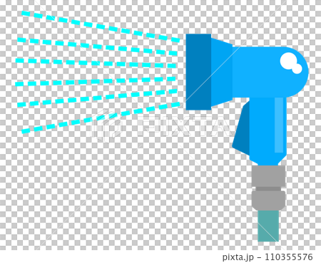 Illustration of a watering nozzle that is convenient for washing cars and watering flowering trees when attached to a hose 110355576