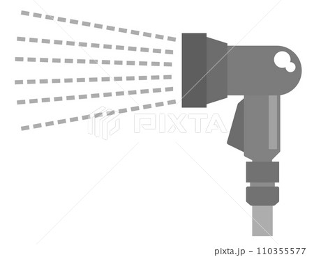 ホースに付けると洗車や花木の水やりに便利な散水ノズルのイラスト 110355577