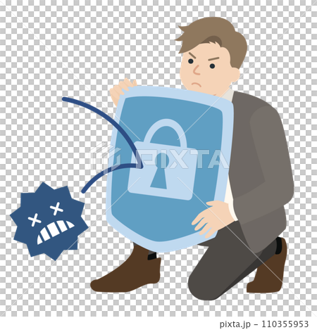 Illustration of a businessman protecting from viruses Illustration of a businessman protecting from viruses 110355953
