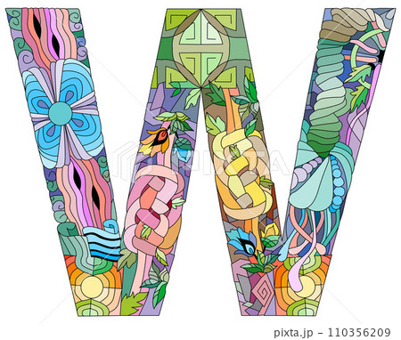 Letter W monogram, engraving design. Vector illustration. 110356209
