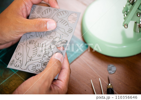assembling cardboard model assembling cardboard model 110356646