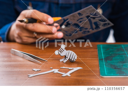 assembling cardboard model assembling cardboard model 110356657