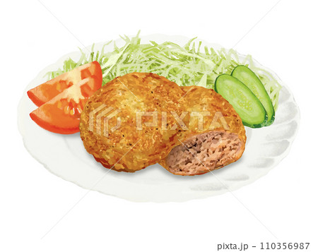 メンチカツ（皿、サラダ付き） 110356987