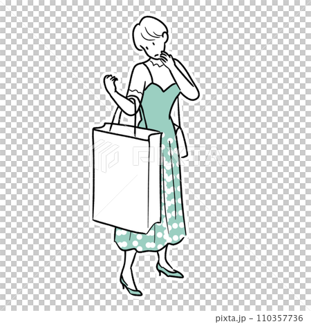 紙袋を持って困っている女性 110357736