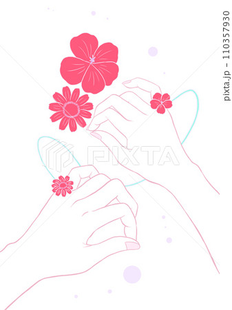 花と二人の手 ピンク 背景なし 花と二人の手 ピンク 背景なし 110357930