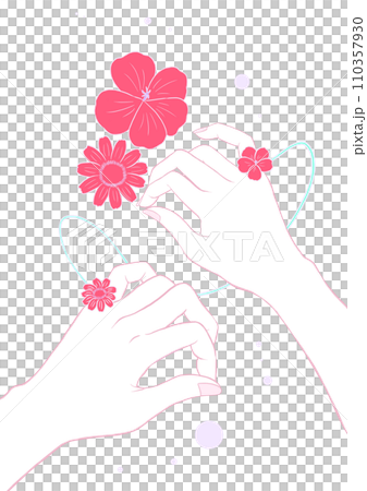 花と二人の手 ピンク 背景なし 花と二人の手 ピンク 背景なし 110357930