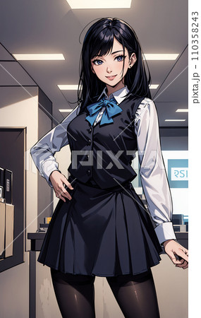 制服を着た事務員の女性のイラスト 制服を着た事務員の女性のイラスト 110358243