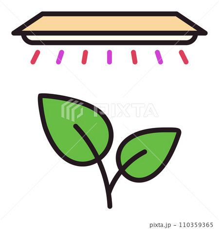 Plants under Grow Light thin line icon. Indoor Plant Growing vector colored symbol 110359365