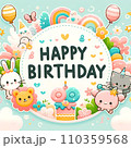 Happy Birthdayメッセージカード　AI画像 110359568