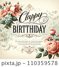 Happy Birthdayメッセージカード　AI画像 110359578