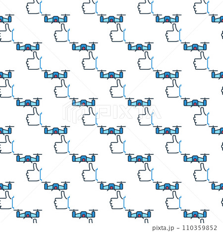 Thumbs Up and Quadcopter vector I Love Drones colored seamless pattern 110359852