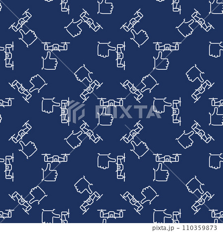 Drone and Thumbs Up vector I Love Quadcopters outline seamless pattern 110359873