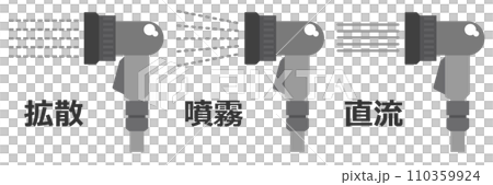 ホースに付けると洗車や花木の水やりに便利な散水ノズルのイラスト ホースに付けると洗車や花木の水やりに便利な散水ノズルのイラスト 110359924
