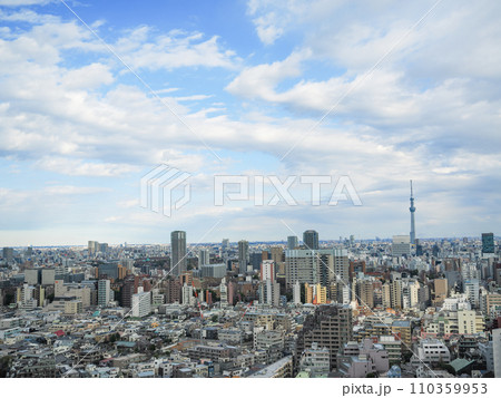 (東京都)文京シビックセンターから見る東京都市風景・東京スカイツリー (東京都)文京シビックセンターから見る東京都市風景・東京スカイツリー 110359953