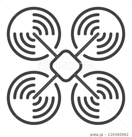 Drone vector Quadcopter concept thin line minimal icon 110360062
