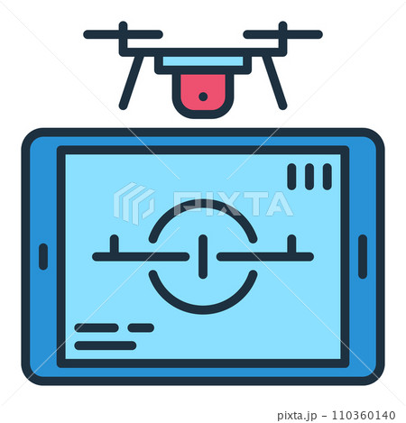 Tablet and Quadcopter vector Drone Control concept colored icon Tablet and Quadcopter vector Drone Control concept colored icon 110360140