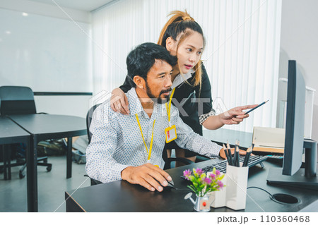 Young female employee seducing boss or supervisor at work Make your boss uncomfortable and afraid of sexual abuse. Concept of sexual harassment in the workplace Young female employee seducing boss or supervisor at work Make your boss uncomfortable and afraid of sexual abuse. Concept of sexual harassment in the workplace 110360468