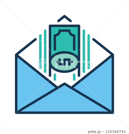 Dollar Banknotes in Envelope vector Cash concept colored icon Dollar Banknotes in Envelope vector Cash concept colored icon 110360743