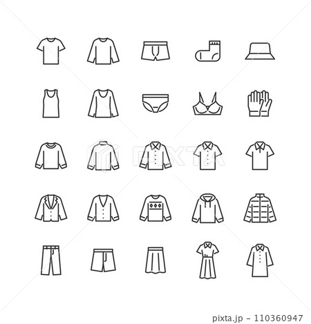 衣料品の線画アイコンセット 110360947