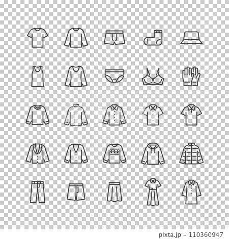 Clothing line drawing icon set 110360947
