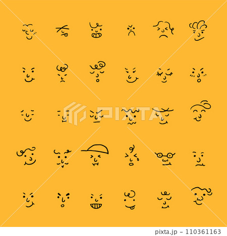 Set of Emoticons. World emoji day greeting card design template with different feelings 110361163
