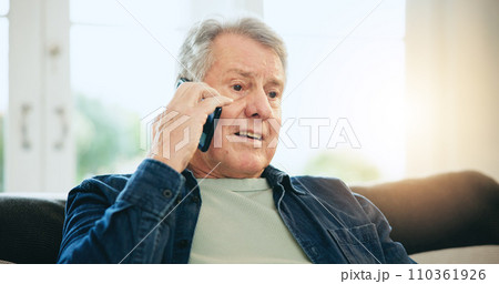 Home, phone call and senior man with conversation, network and speaking with discussion. Apartment, elderly person and pensioner with a smartphone, relax and communication with digital app and idea Home, phone call and senior man with conversation, network and speaking with discussion. Apartment, elderly person and pensioner with a smartphone, relax and communication with digital app and idea 110361926