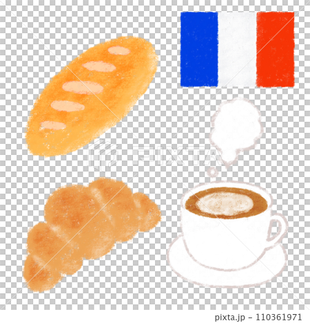 法國美食插畫蠟筆觸摸 法國美食插畫蠟筆觸摸 110361971