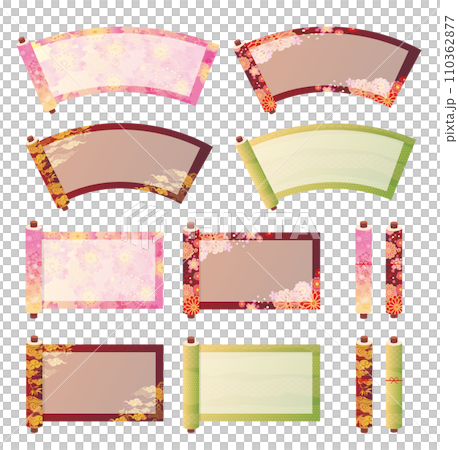 巻物和風フレーム枠セット 110362877