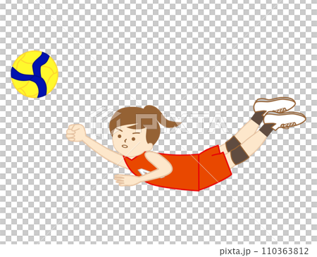 自由人女孩在排球比賽中進行飛行接待 110363812