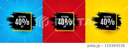 Get 40 percent off paint brush banner. Sunburst offer banner, flyer or poster. Discount square frame. Sale tag icon. Sale frame promo event banner. Starburst pop art coupon. Special deal. Vector Get 40 percent off paint brush banner. Sunburst offer banner, flyer or poster. Discount square frame. Sale tag icon. Sale frame promo event banner. Starburst pop art coupon. Special deal. Vector 110364536