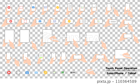 Touch panel operation illustration set smartphone/tablet 110364589