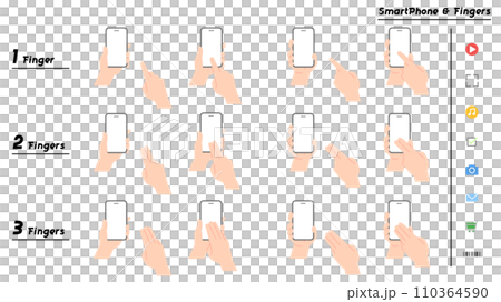 スマートフォン操作イラストセット 110364590