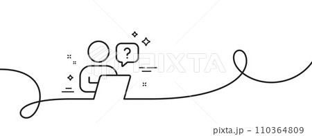 Online question line icon. Continuous one line with curl. Ask help sign. Outsource support symbol. Online question single outline ribbon. Loop curve pattern. Vector 110364809