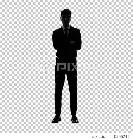 ビジネスマンの全身シルエット　手作業で精密に切り抜いた背景透過写真PNG 110366241