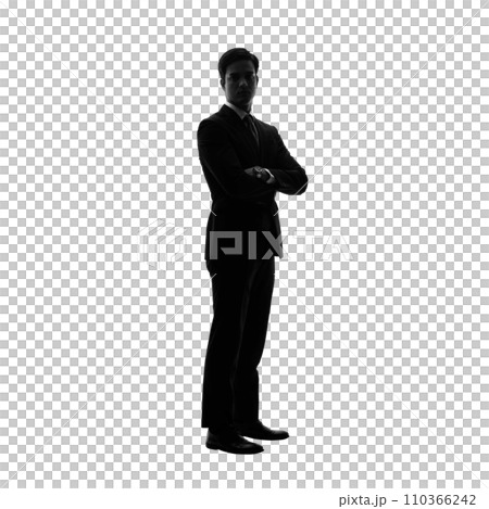 PNG一名商人的全身剪影-手工切割透明背景照片 110366242