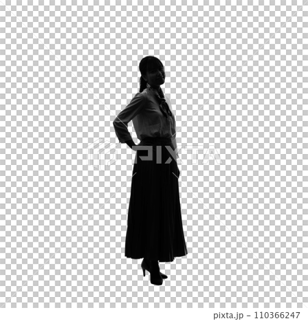 女性の全身シルエット　手作業で精密に切り抜いた背景透過写真PNG 110366247
