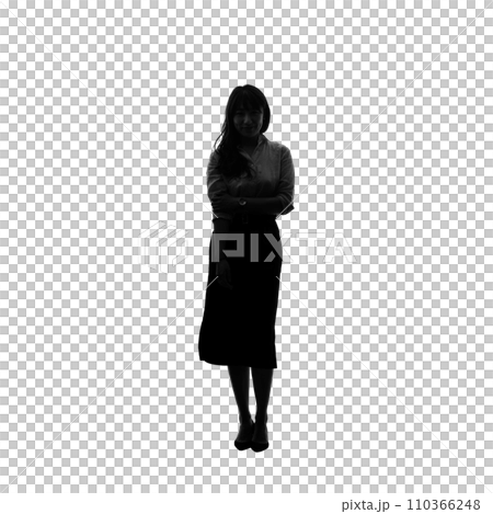 Full body silhouette of a woman, transparent background photo PNG precisely cut out by hand 110366248