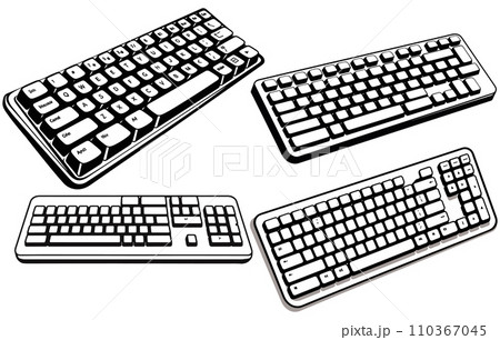 Keyboard. Silhouette, black, computer keyboard, keyboard keys, English layout 110367045