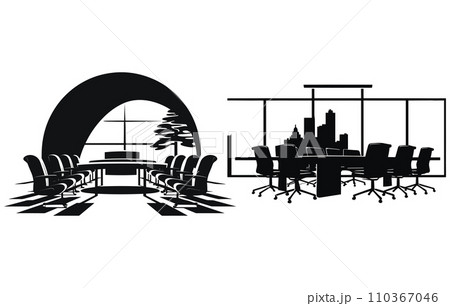 Business meeting and presentation in office vector silhouette 110367046