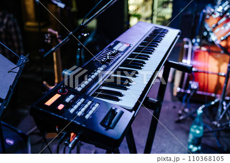 synthesizer close-up. concert in a bar. live music. electronic musical instrument. synthesizer close-up. concert in a bar. live music. electronic musical instrument. 110368105
