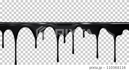 Black Paint Color Drips on Transparent Background, Fluid Art Design, Dynamic Flow of Dark Color, Perfect for Abstract and Artistic Backgrounds, Ai generative 110368116