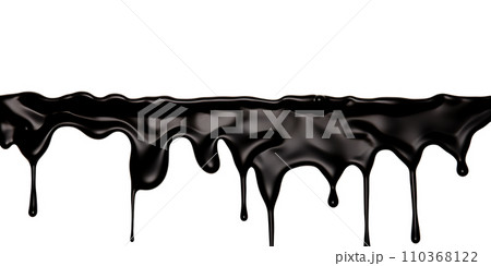 Black Paint Color Drips on Transparent Background, Fluid Art Design, Dynamic Flow of Dark Color, Perfect for Abstract and Artistic Backgrounds, Ai generative 110368122