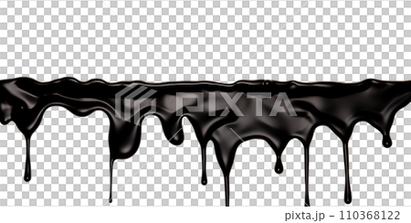 Black Paint Color Drips on Transparent Background, Fluid Art Design, Dynamic Flow of Dark Color, Perfect for Abstract and Artistic Backgrounds, Ai generative 110368122