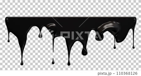 Black Paint Color Drips on Transparent Background, Fluid Art Design, Dynamic Flow of Dark Color, Perfect for Abstract and Artistic Backgrounds, Ai generative 110368126