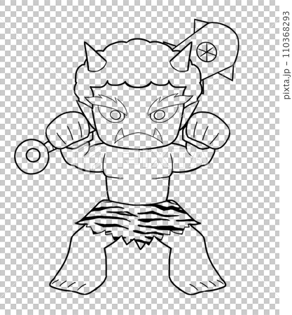 Demon line drawing with a metal rod 110368293