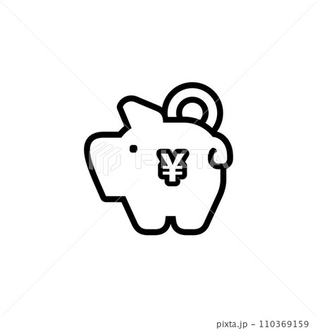 piggy bank icon with coin yen symbol, made in line style 110369159