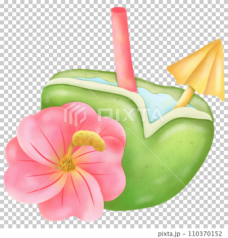 summer coconut watercolor juice painting summer coconut watercolor juice painting 110370152