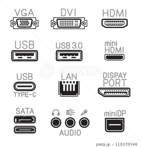 outline hardware interface icons sign symbol set 110370540